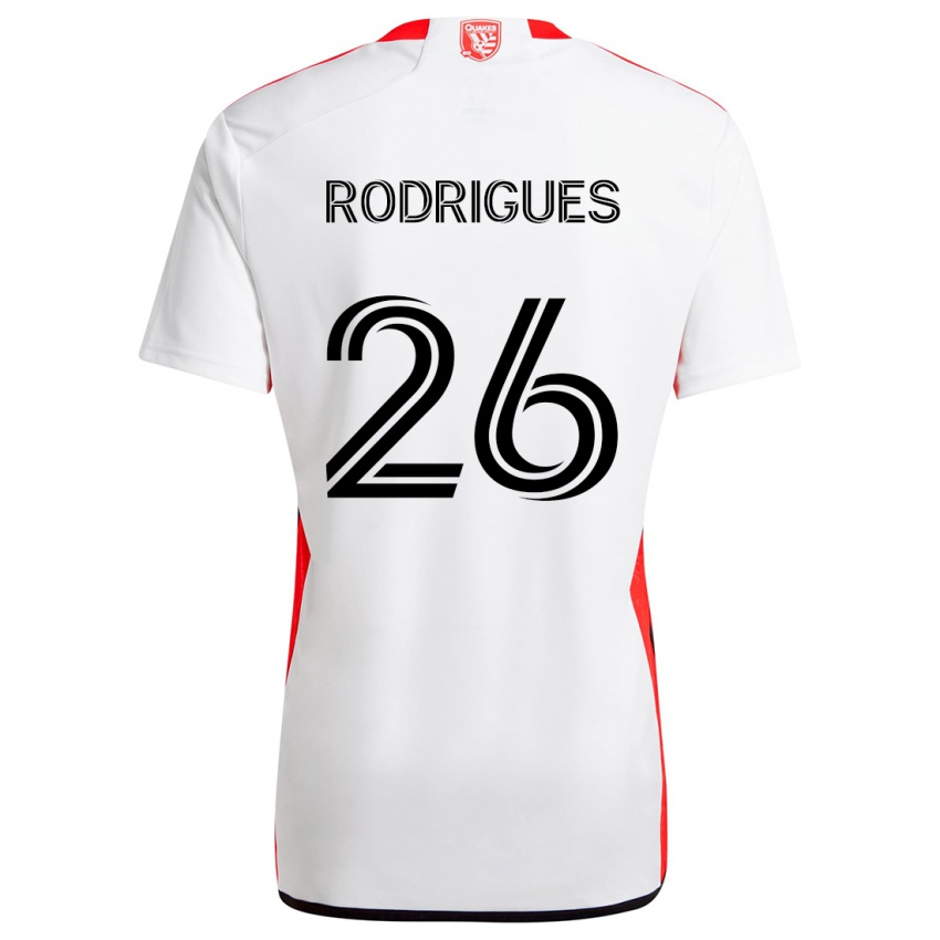 Kinder Rodrigues #26 Weiß Rot Auswärtstrikot Trikot 2024/25 T-Shirt