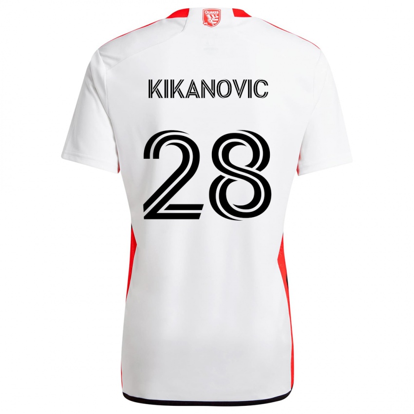 Kinder Benjamin Kikanovic #28 Weiß Rot Auswärtstrikot Trikot 2024/25 T-Shirt