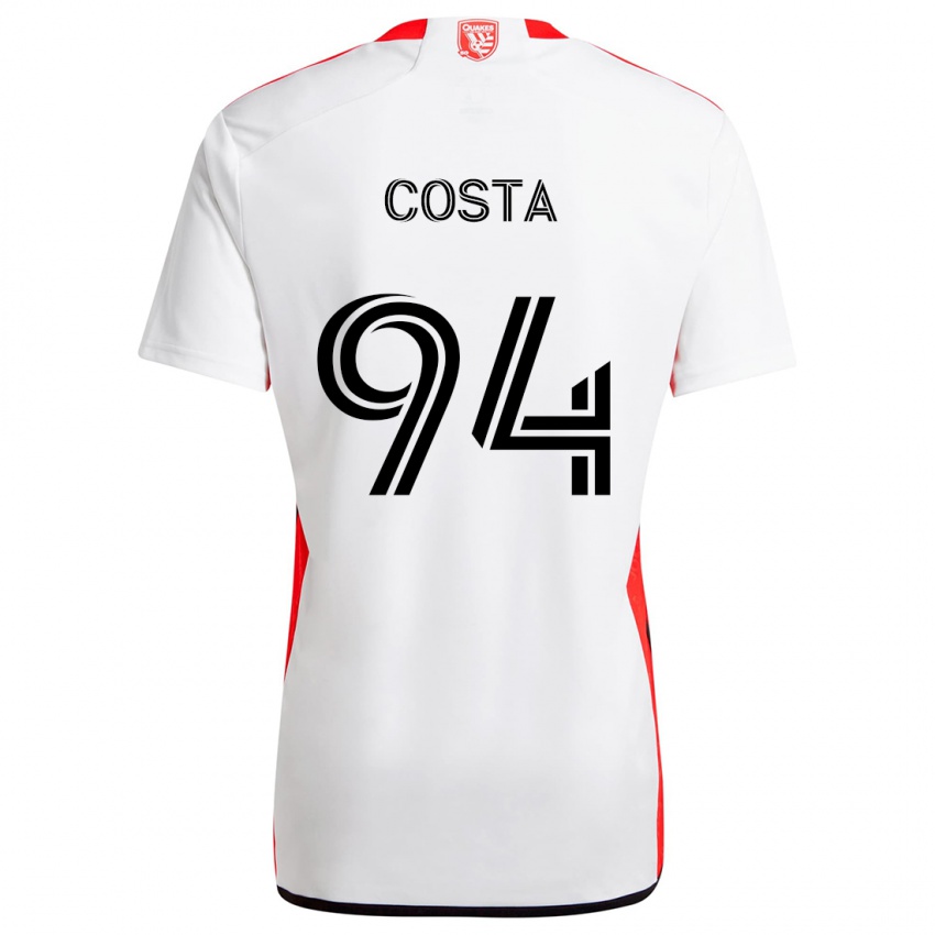 Kinder Vítor Costa #94 Weiß Rot Auswärtstrikot Trikot 2024/25 T-Shirt