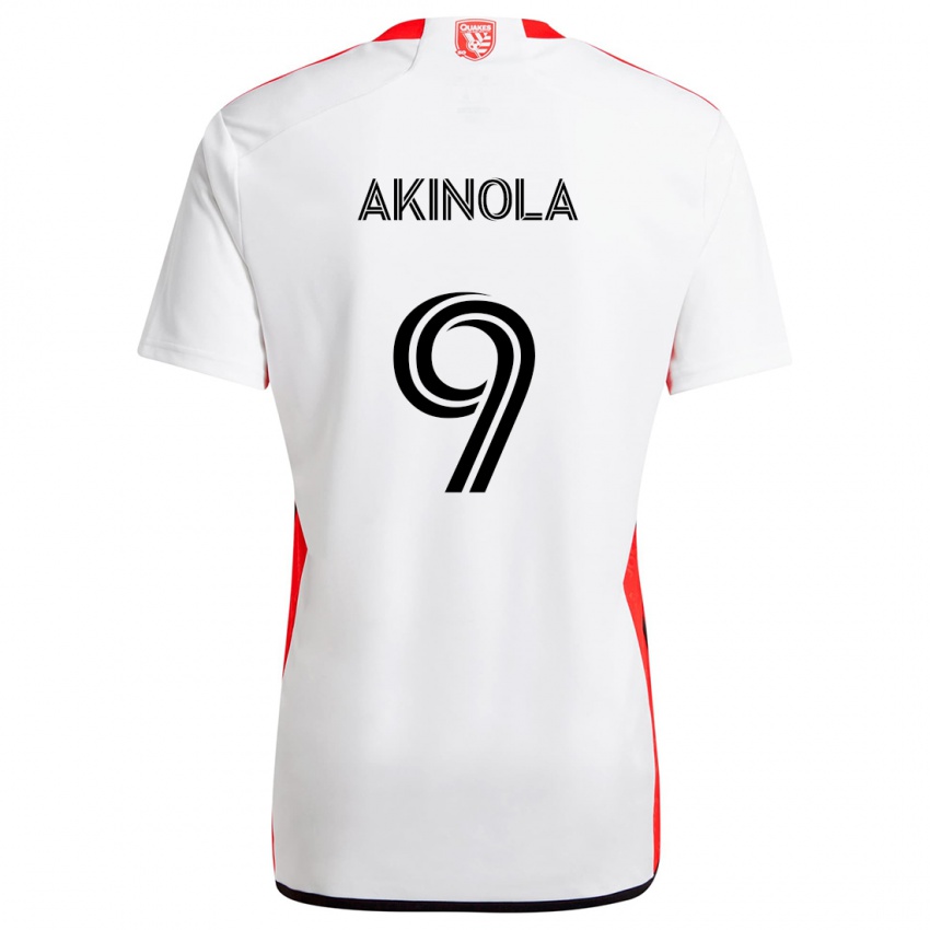 Kinder Ayo Akinola #9 Weiß Rot Auswärtstrikot Trikot 2024/25 T-Shirt