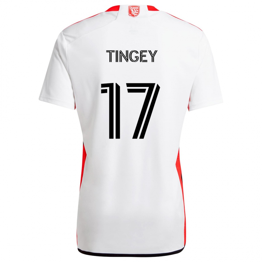 Kinder Keegan Tingey #17 Weiß Rot Auswärtstrikot Trikot 2024/25 T-Shirt