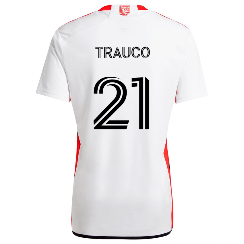 Kinder Miguel Trauco #21 Weiß Rot Auswärtstrikot Trikot 2024/25 T-Shirt