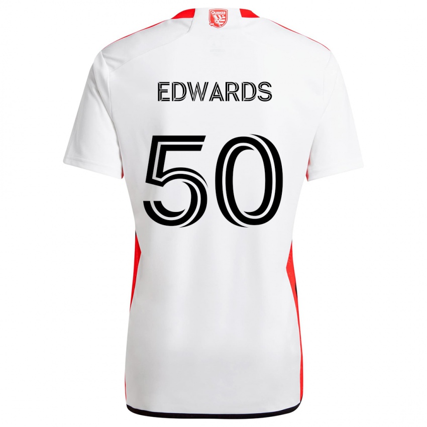 Kinder Aaron Edwards #50 Weiß Rot Auswärtstrikot Trikot 2024/25 T-Shirt