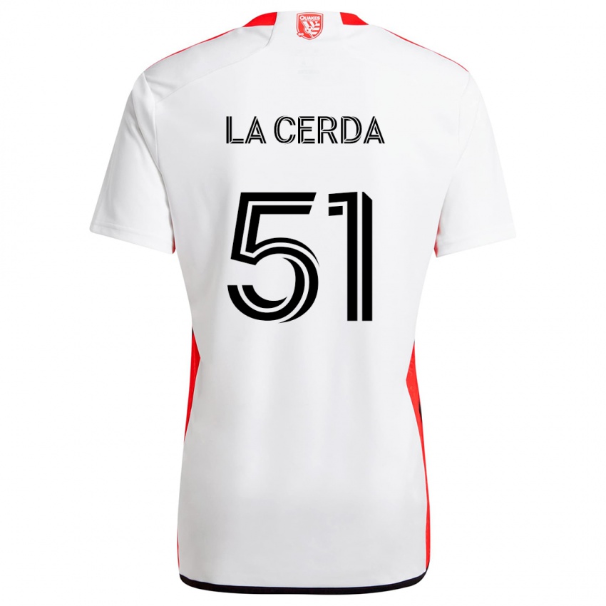 Kinder Eric De La Cerda #51 Weiß Rot Auswärtstrikot Trikot 2024/25 T-Shirt