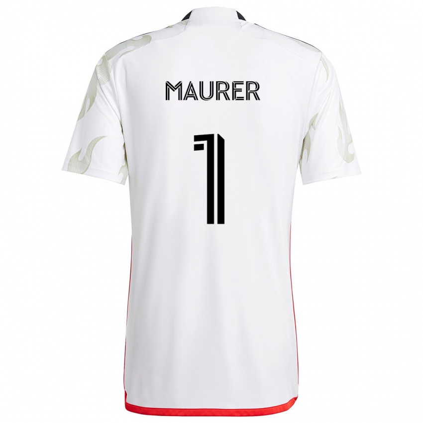 Kinder Jimmy Maurer #1 Weiß Rot Schwarz Auswärtstrikot Trikot 2024/25 T-Shirt