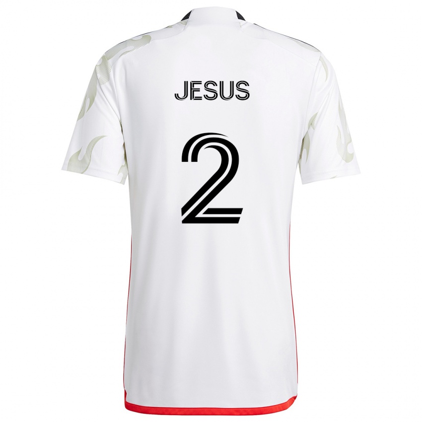 Kinder Geovane Jesus #2 Weiß Rot Schwarz Auswärtstrikot Trikot 2024/25 T-Shirt