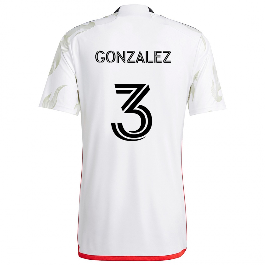 Kinder Omar González #3 Weiß Rot Schwarz Auswärtstrikot Trikot 2024/25 T-Shirt