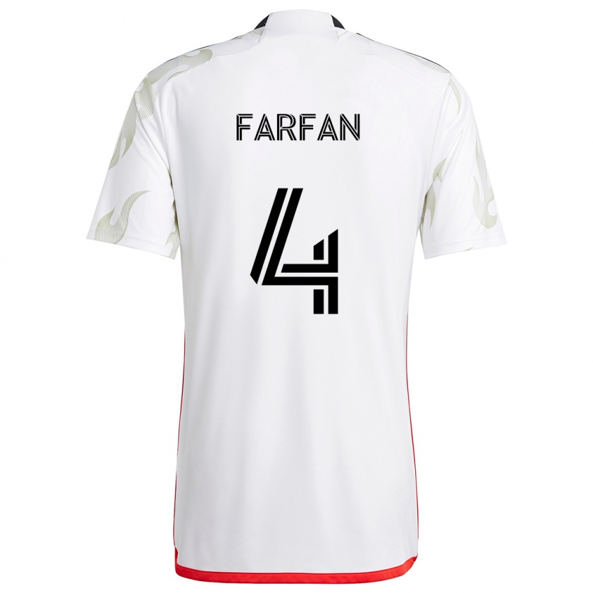 Kinder Marco Farfán #4 Weiß Rot Schwarz Auswärtstrikot Trikot 2024/25 T-Shirt