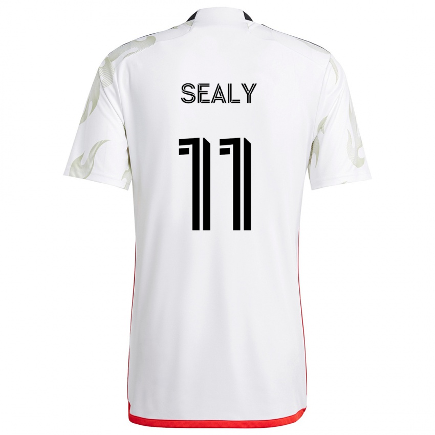 Kinder Dante Sealy #11 Weiß Rot Schwarz Auswärtstrikot Trikot 2024/25 T-Shirt