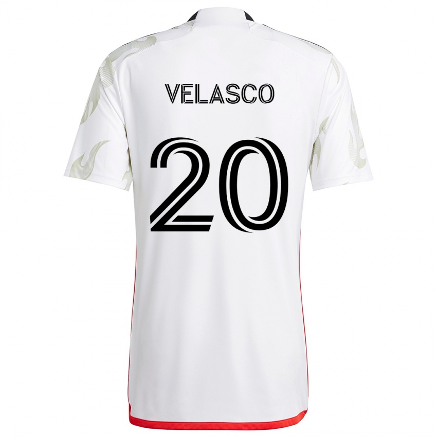 Kinder Alan Velasco #20 Weiß Rot Schwarz Auswärtstrikot Trikot 2024/25 T-Shirt