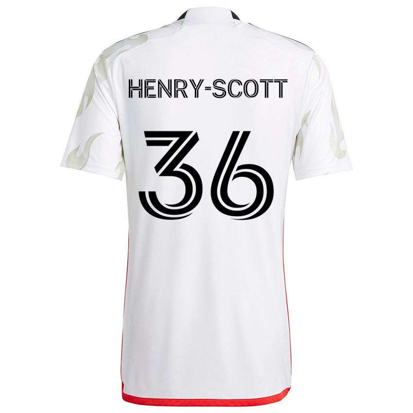 Kinder Malik Henry-Scott #36 Weiß Rot Schwarz Auswärtstrikot Trikot 2024/25 T-Shirt