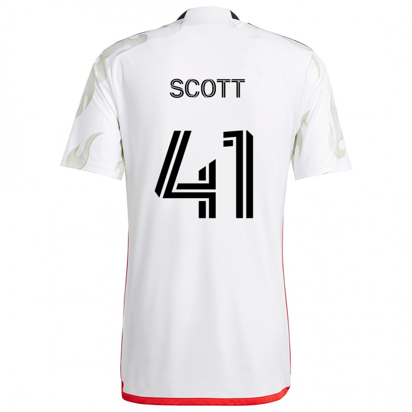 Kinder Tarik Scott #41 Weiß Rot Schwarz Auswärtstrikot Trikot 2024/25 T-Shirt