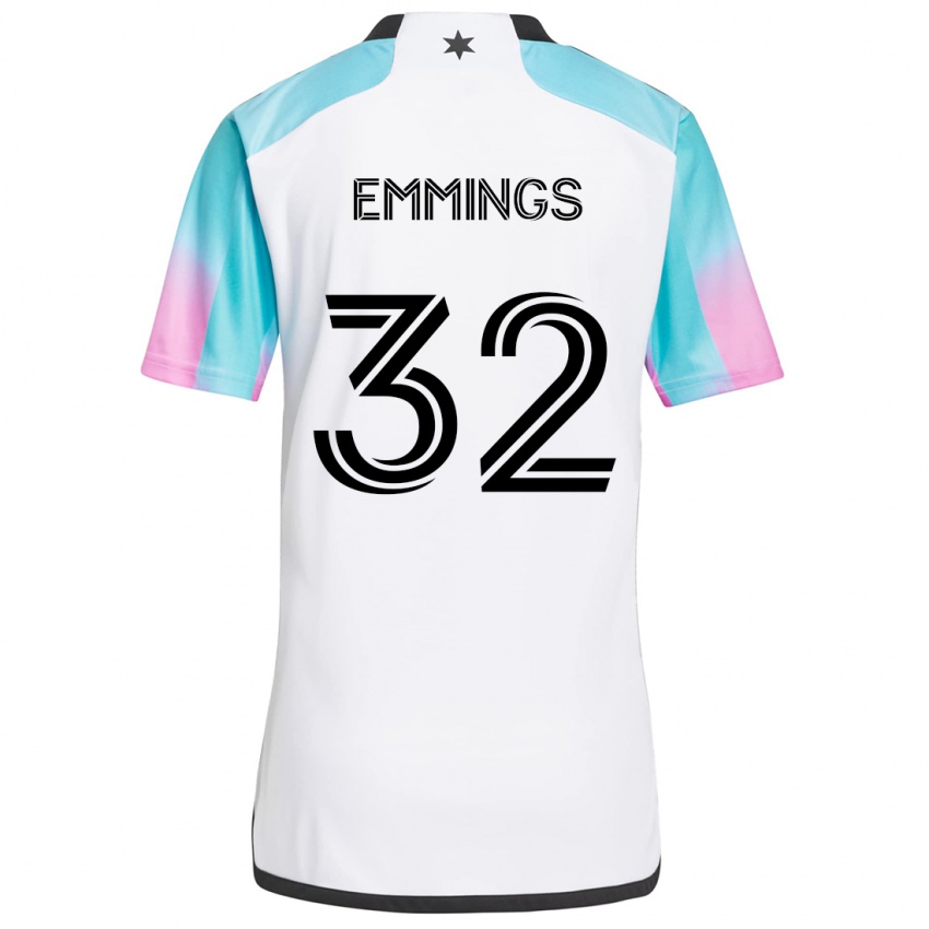 Kinder Fred Emmings #32 Weiß Blau Schwarz Auswärtstrikot Trikot 2024/25 T-Shirt