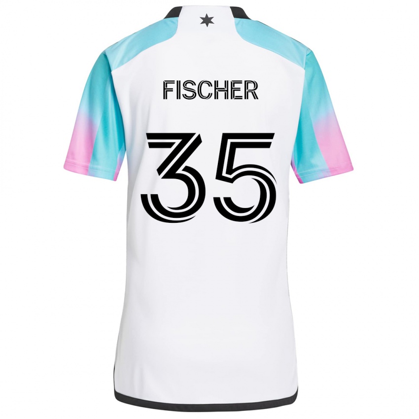 Kinder Britton Fischer #35 Weiß Blau Schwarz Auswärtstrikot Trikot 2024/25 T-Shirt