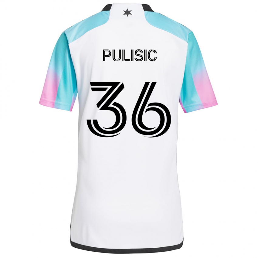 Kinder Will Pulisic #36 Weiß Blau Schwarz Auswärtstrikot Trikot 2024/25 T-Shirt