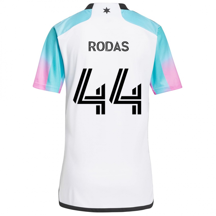 Kinder Geremy Rodas #44 Weiß Blau Schwarz Auswärtstrikot Trikot 2024/25 T-Shirt