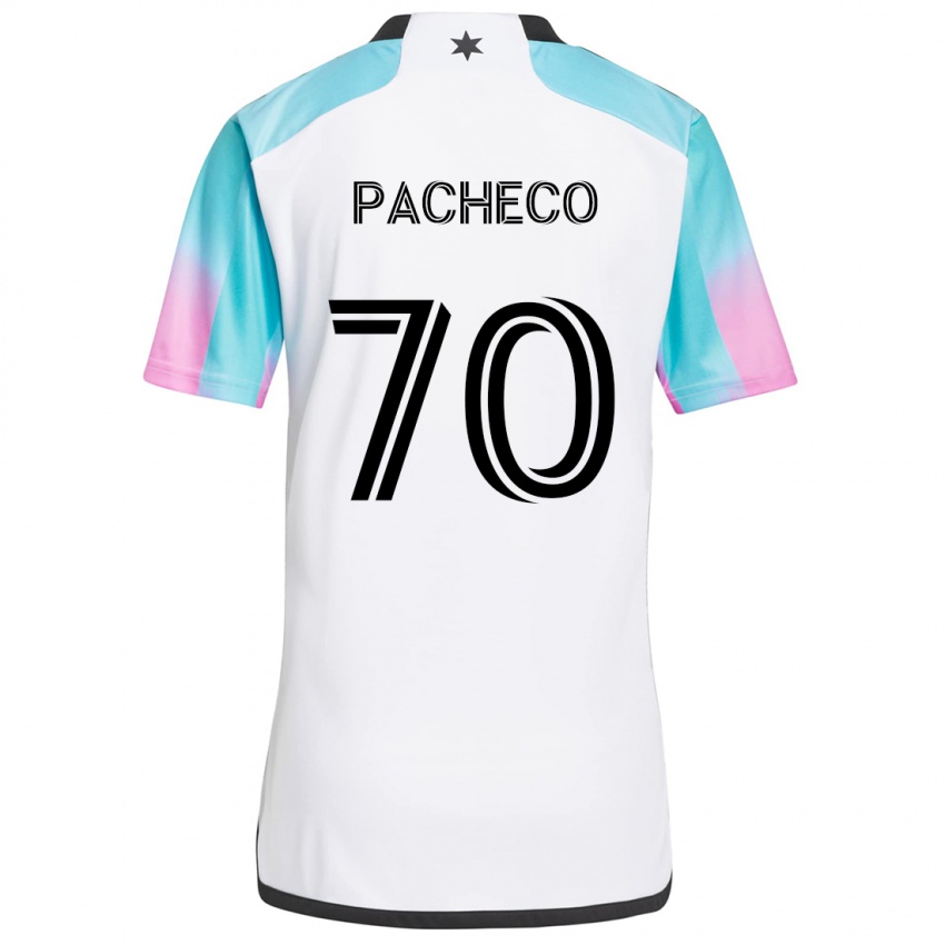 Kinder Diogo Pacheco #70 Weiß Blau Schwarz Auswärtstrikot Trikot 2024/25 T-Shirt