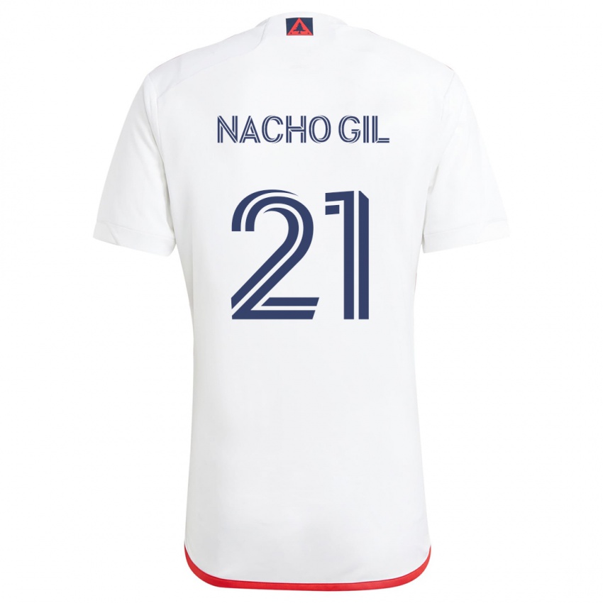 Kinder Nacho Gil #21 Weiß Rot Auswärtstrikot Trikot 2024/25 T-Shirt