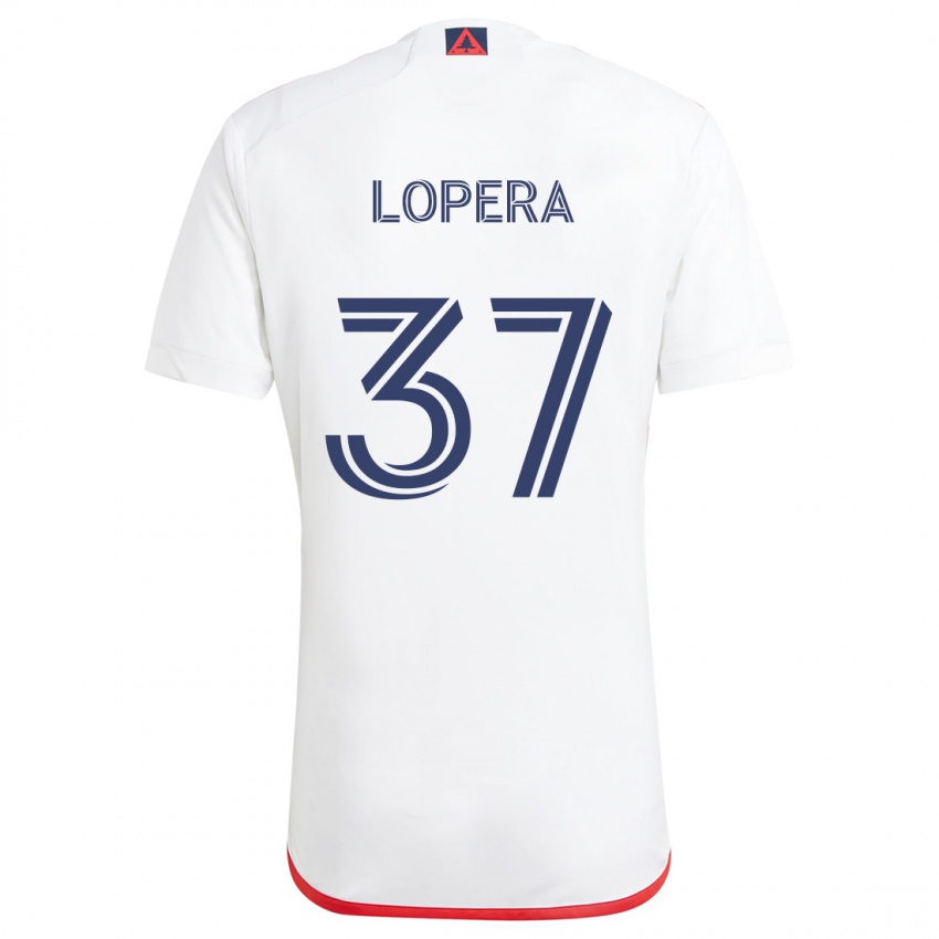 Kinder Steban Lopera #37 Weiß Rot Auswärtstrikot Trikot 2024/25 T-Shirt