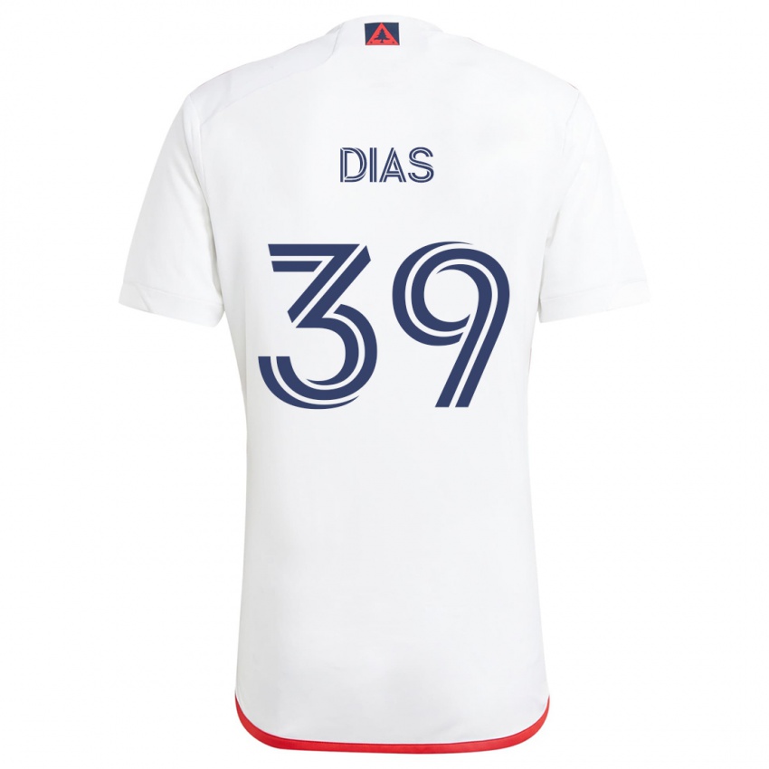 Kinder Marcos Dias #39 Weiß Rot Auswärtstrikot Trikot 2024/25 T-Shirt