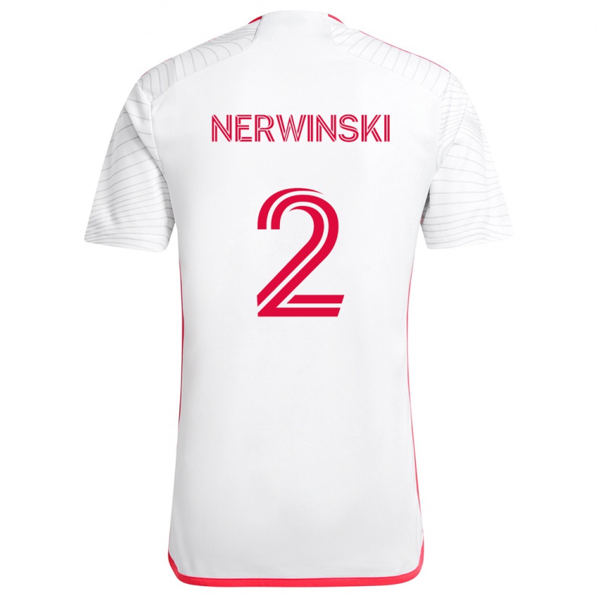 Kinder Jake Nerwinski #2 Weiß Rot Auswärtstrikot Trikot 2024/25 T-Shirt