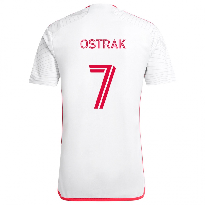 Kinder Tomás Ostrák #7 Weiß Rot Auswärtstrikot Trikot 2024/25 T-Shirt