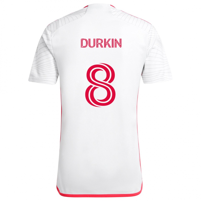 Kinder Chris Durkin #8 Weiß Rot Auswärtstrikot Trikot 2024/25 T-Shirt