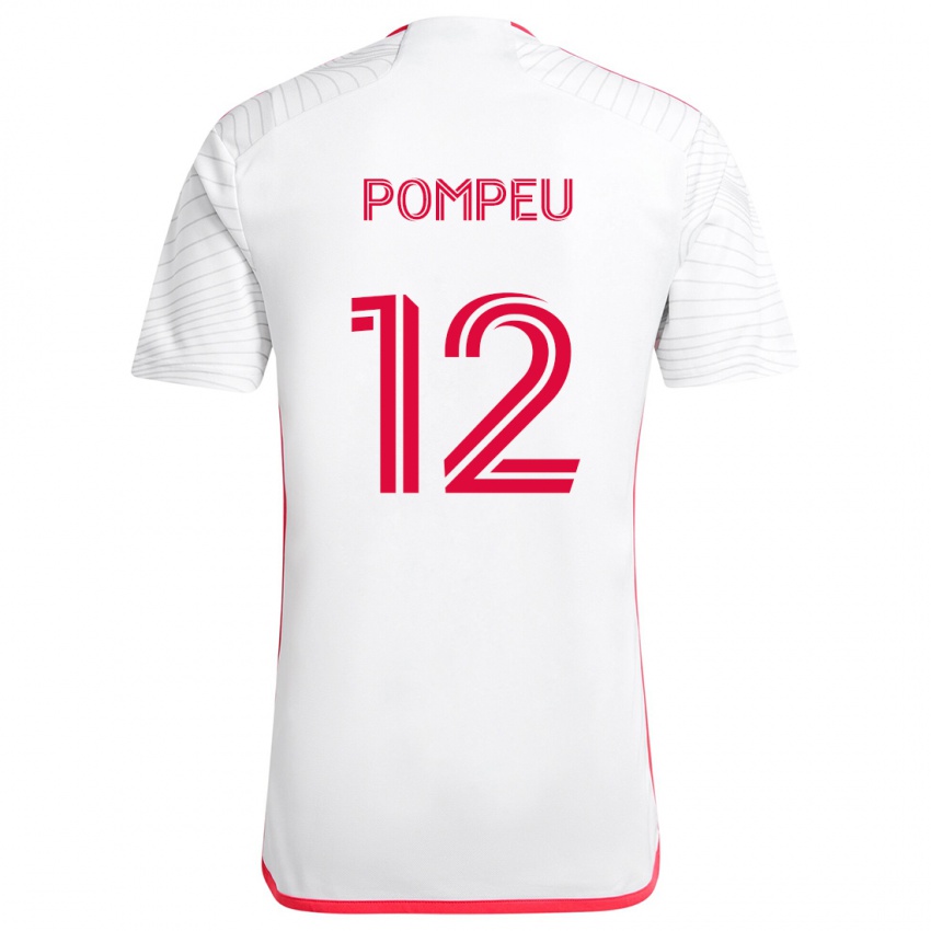 Kinder Célio Pompeu #12 Weiß Rot Auswärtstrikot Trikot 2024/25 T-Shirt