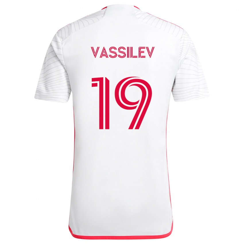 Kinder Indiana Vassilev #19 Weiß Rot Auswärtstrikot Trikot 2024/25 T-Shirt