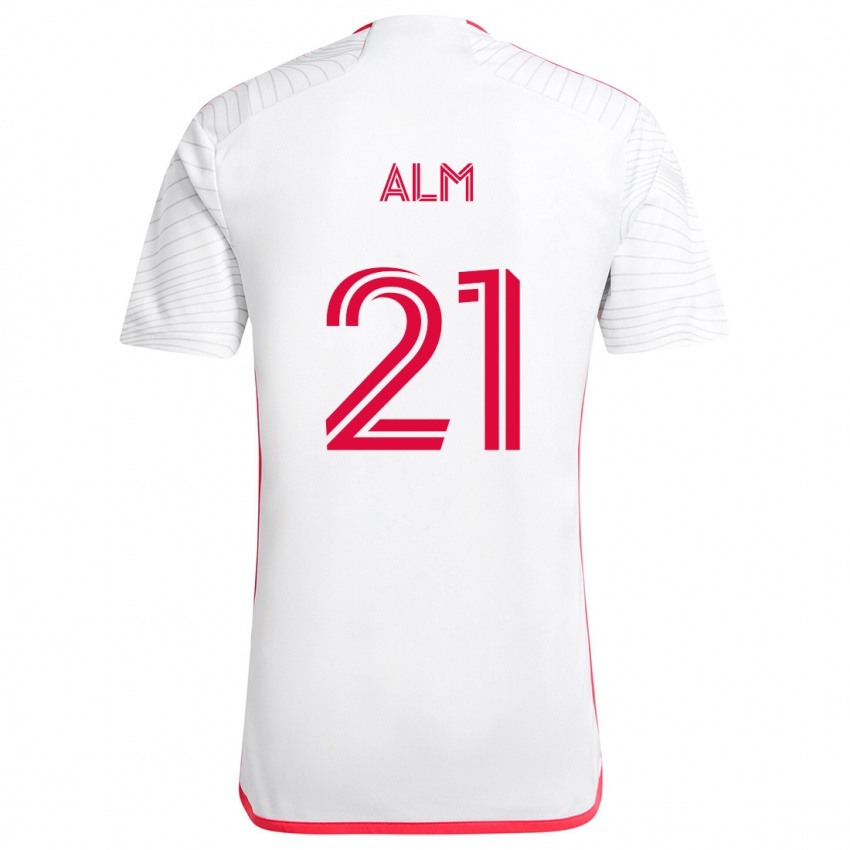 Kinder Rasmus Alm #21 Weiß Rot Auswärtstrikot Trikot 2024/25 T-Shirt