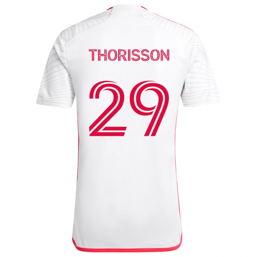 Kinder Nökkvi Thórisson #29 Weiß Rot Auswärtstrikot Trikot 2024/25 T-Shirt