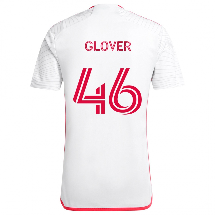 Kinder Caden Glover #46 Weiß Rot Auswärtstrikot Trikot 2024/25 T-Shirt