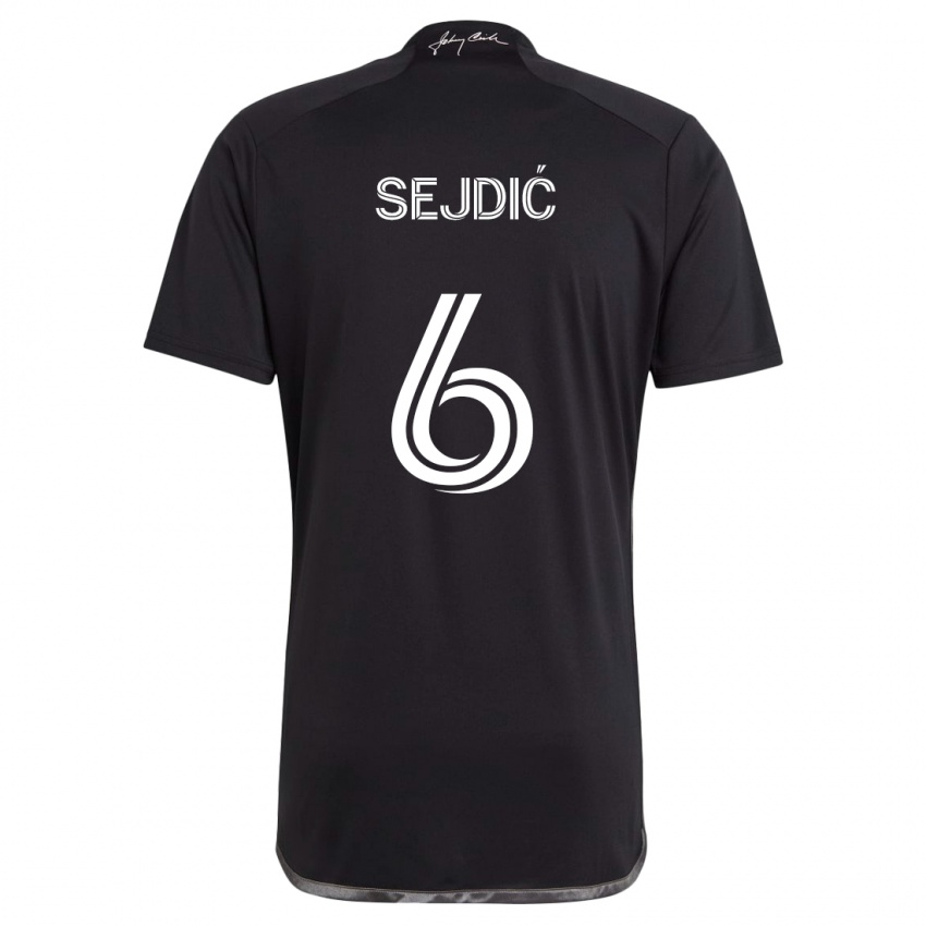 Kinder Amar Sejdić #6 Schwarz Auswärtstrikot Trikot 2024/25 T-Shirt