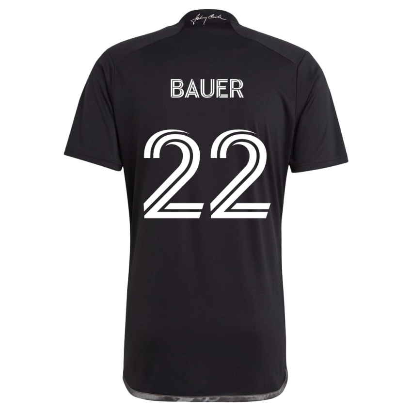 Kinder Josh Bauer #22 Schwarz Auswärtstrikot Trikot 2024/25 T-Shirt