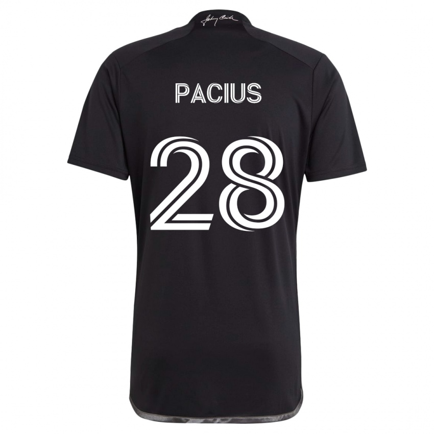 Kinder Woobens Pacius #28 Schwarz Auswärtstrikot Trikot 2024/25 T-Shirt