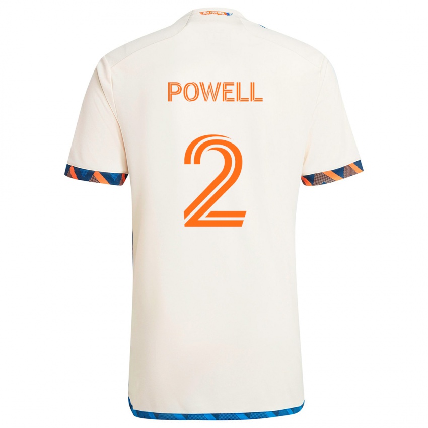 Kinder Alvas Powell #2 Weiß Orange Auswärtstrikot Trikot 2024/25 T-Shirt