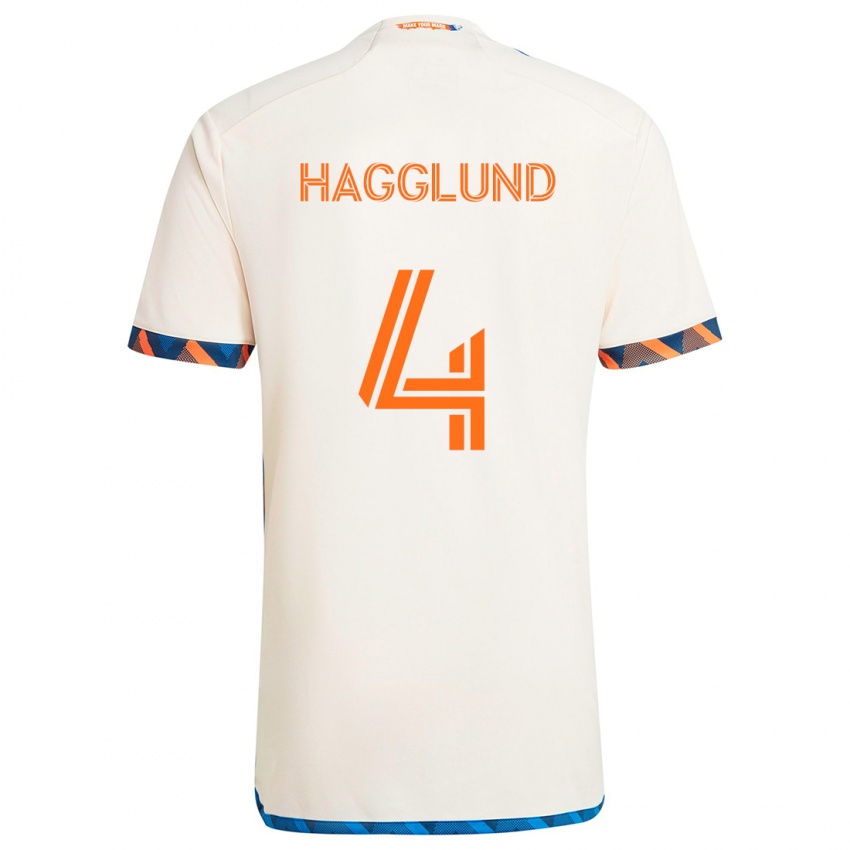 Kinder Nick Hagglund #4 Weiß Orange Auswärtstrikot Trikot 2024/25 T-Shirt