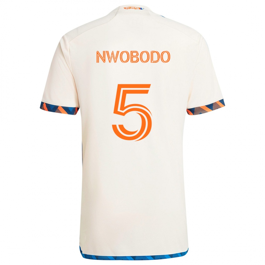 Kinder Obinna Nwobodo #5 Weiß Orange Auswärtstrikot Trikot 2024/25 T-Shirt