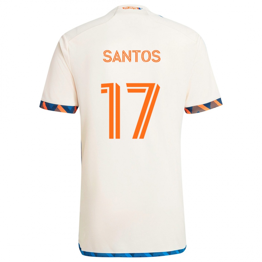 Kinder Sergio Santos #17 Weiß Orange Auswärtstrikot Trikot 2024/25 T-Shirt