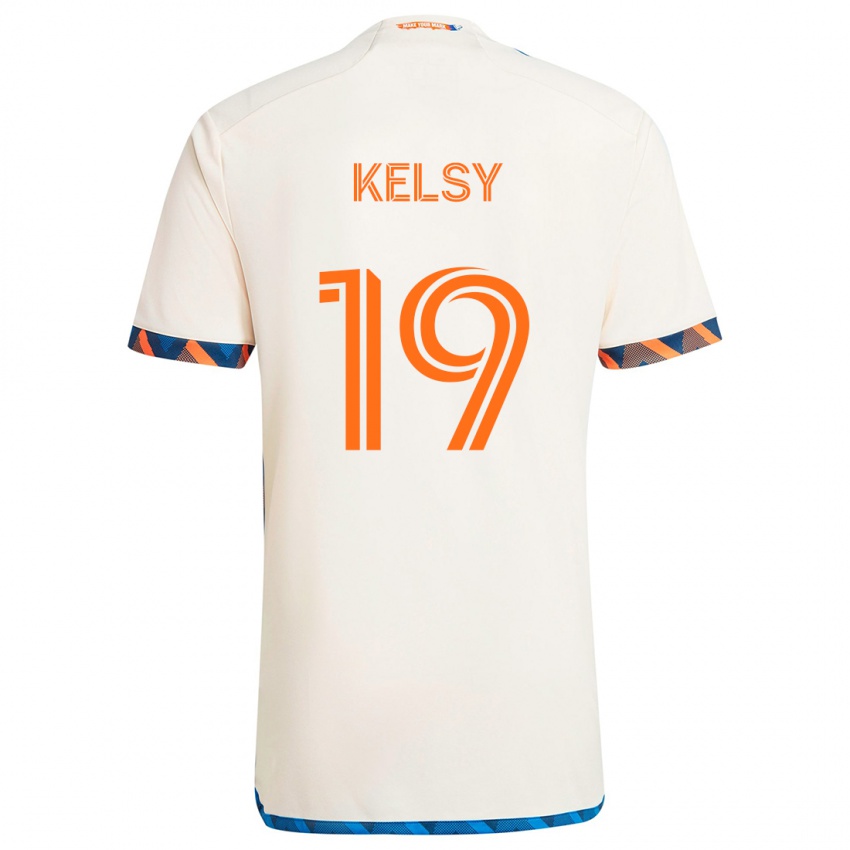 Kinder Kevin Kelsy #19 Weiß Orange Auswärtstrikot Trikot 2024/25 T-Shirt