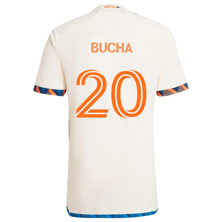 Kinder Pavel Bucha #20 Weiß Orange Auswärtstrikot Trikot 2024/25 T-Shirt