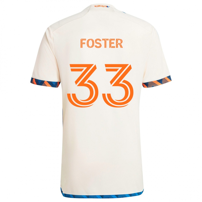 Kinder Isaiah Foster #33 Weiß Orange Auswärtstrikot Trikot 2024/25 T-Shirt