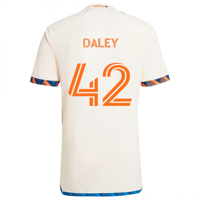 Kinder Amir Daley #42 Weiß Orange Auswärtstrikot Trikot 2024/25 T-Shirt