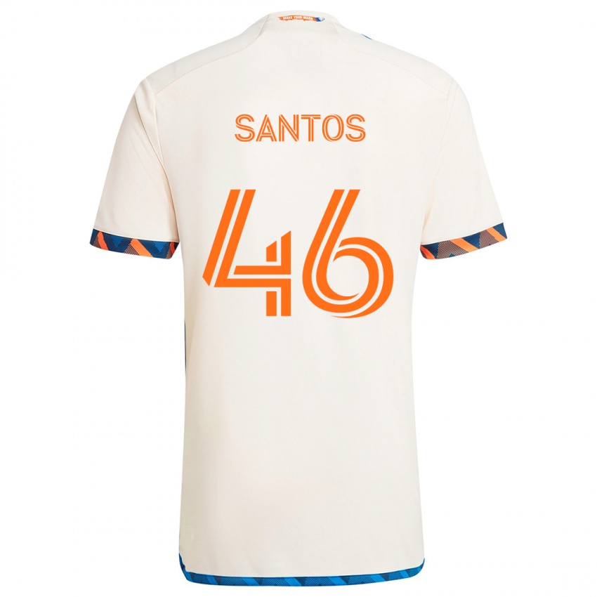 Kinder Guilherme Santos #46 Weiß Orange Auswärtstrikot Trikot 2024/25 T-Shirt