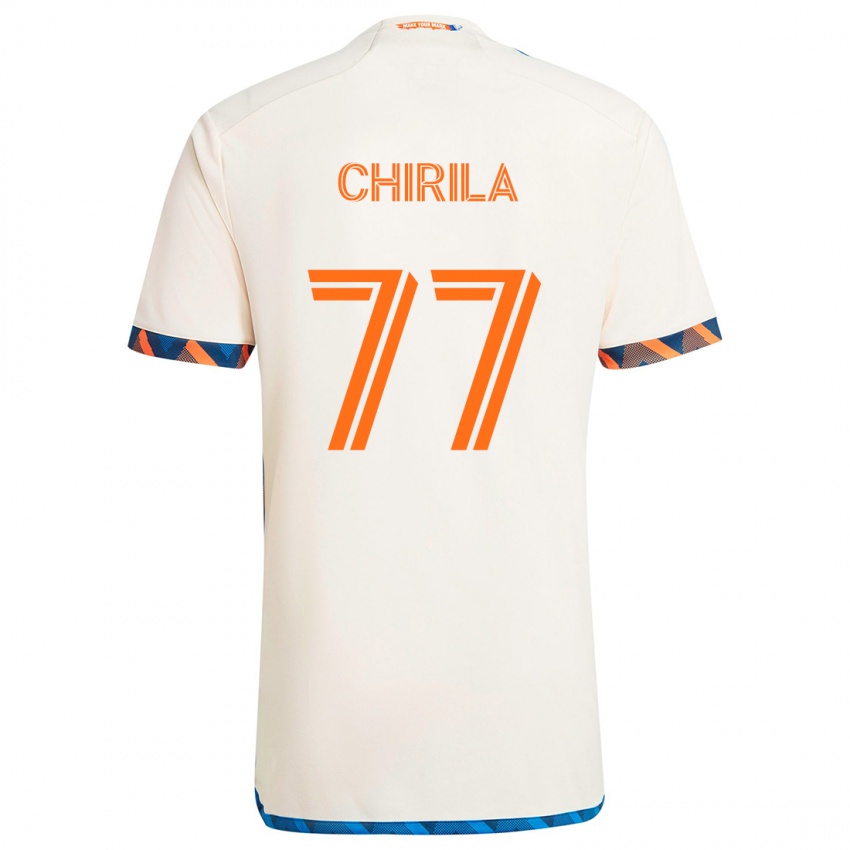 Kinder Stefan Chirila #77 Weiß Orange Auswärtstrikot Trikot 2024/25 T-Shirt