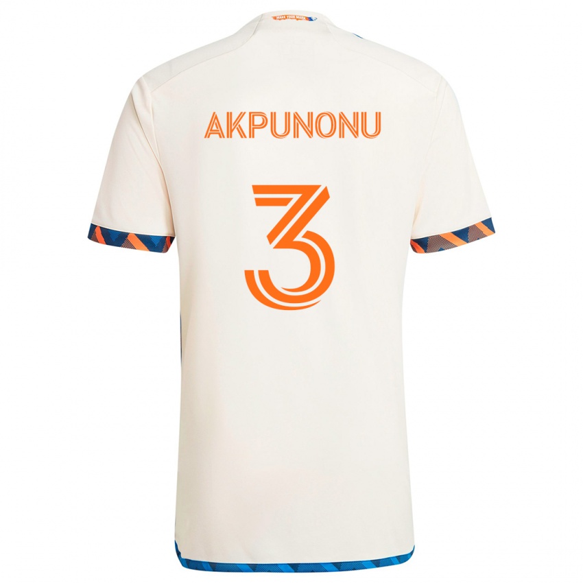 Kinder Joey Akpunonu #3 Weiß Orange Auswärtstrikot Trikot 2024/25 T-Shirt