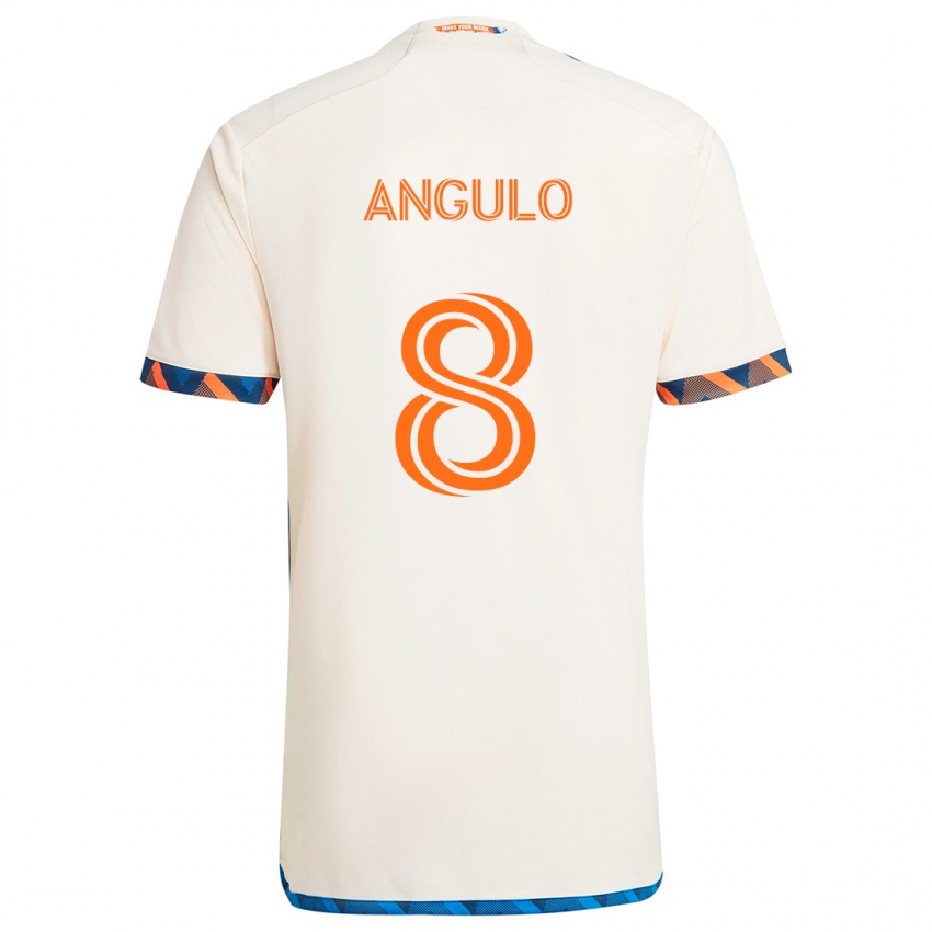 Kinder Marco Angulo #8 Weiß Orange Auswärtstrikot Trikot 2024/25 T-Shirt