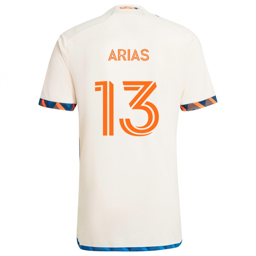 Kinder Santiago Arias #13 Weiß Orange Auswärtstrikot Trikot 2024/25 T-Shirt