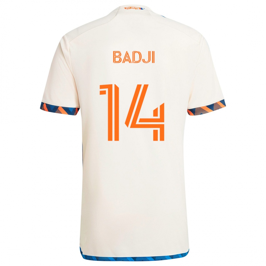 Kinder Dominique Badji #14 Weiß Orange Auswärtstrikot Trikot 2024/25 T-Shirt