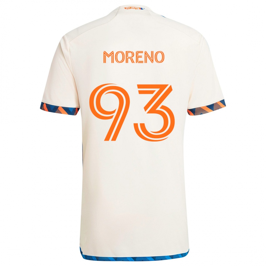 Kinder Júnior Moreno #93 Weiß Orange Auswärtstrikot Trikot 2024/25 T-Shirt